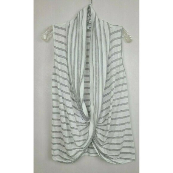 HYFVE Tops - HYFVE Gray White Striped Drape Wrap Front Sleeveless Top Size Medium